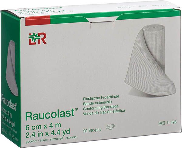 Raucolast bande de fixation élastique 6cmx4m 20 pièces