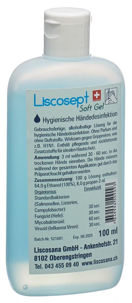 LISCOSEPT Soft Gel désinfectant pour les mains Fermeture à clapet 100ml