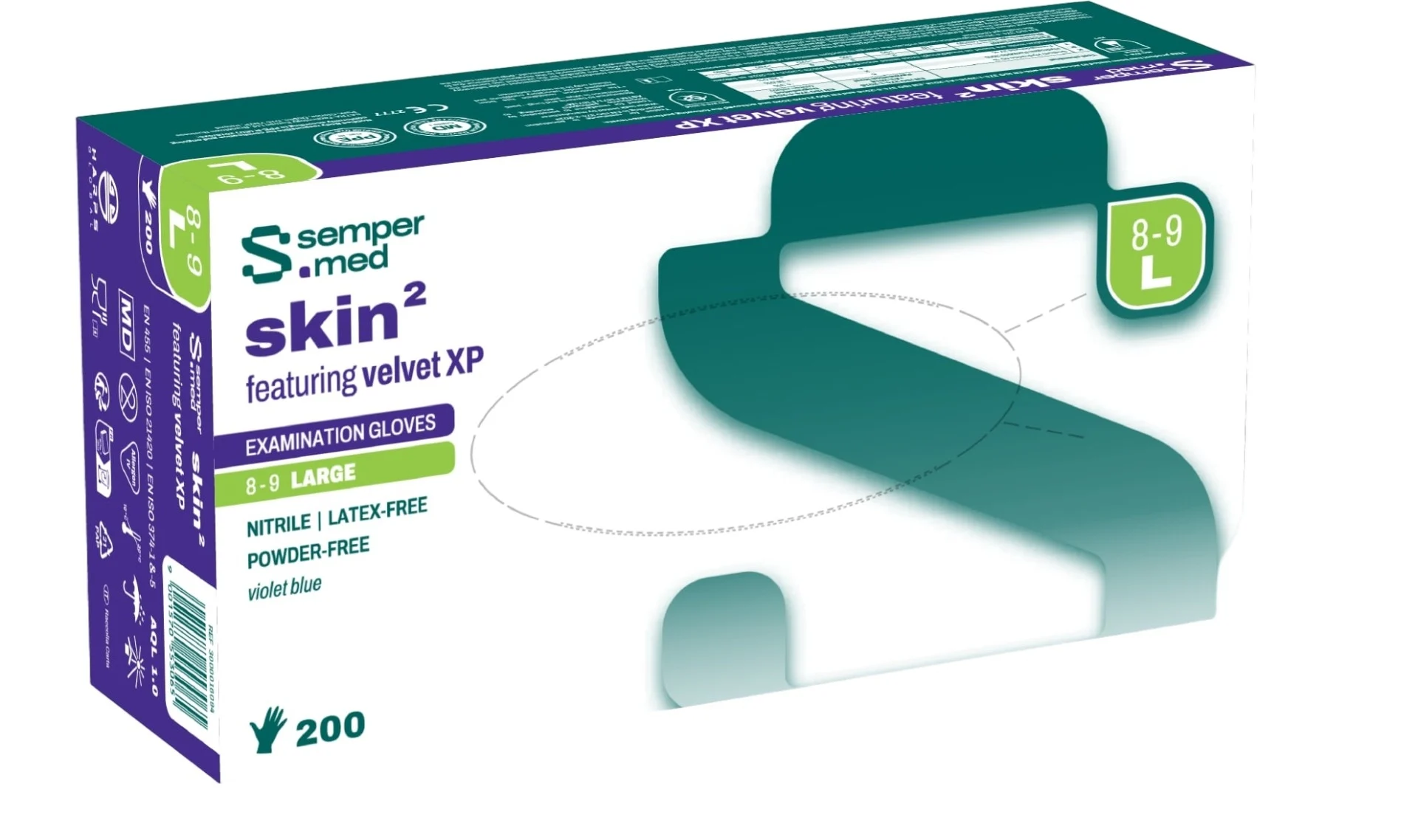 SEMPERMED Skin2 L white 200 pièces