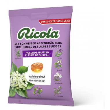 Bonbons Ricola aux fleurs de sureau sans sucre avec stévia Btl 125g