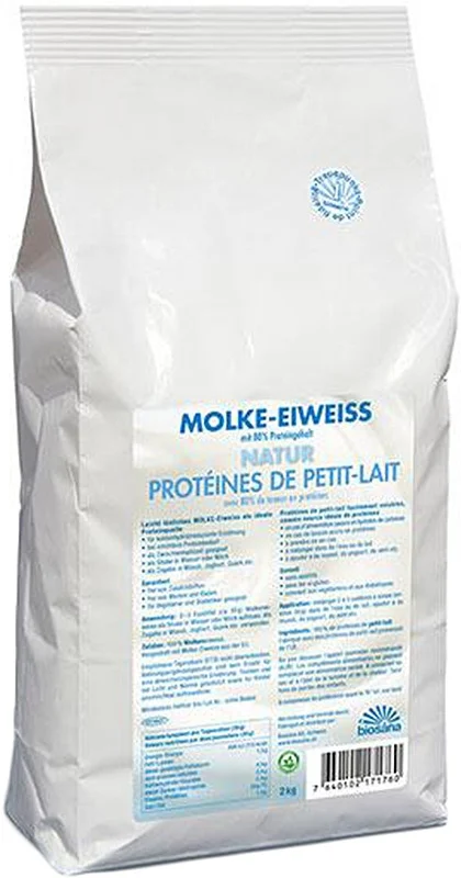 Protéine de petit-lait Biosana, poudre naturelle, sachet de 2kg