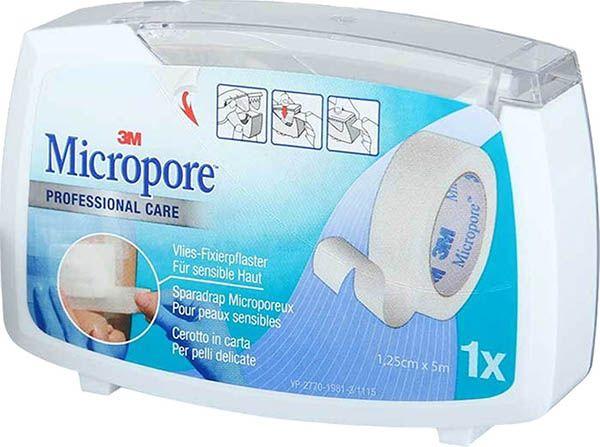 3M Micropore Pansement adhésif non tissé avec distributeur 12.5mmx5m blanc 3M Micropore Pansement adhésif non tissé avec distributeur 12.5mmx5m blanc