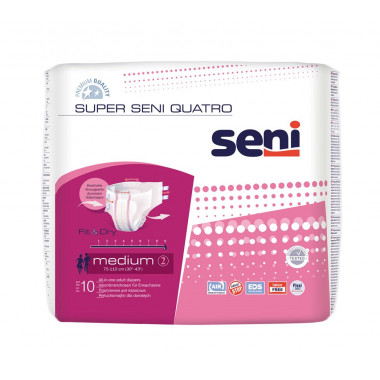 Super Seni Quatro Couche-culotte M respirante Tour de hanches 75-110cm 9 gouttes 6 x 10 pièces