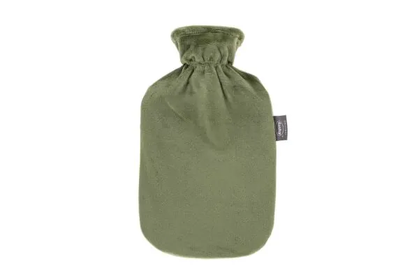 Bouillotte FASHY 2l housse peluche verte