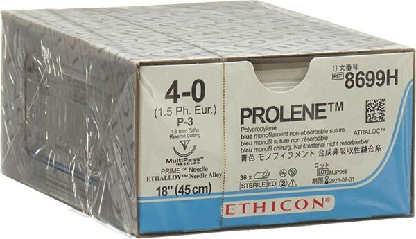 PROLENE 45cm bleu 4-0 P-3 36 pièces