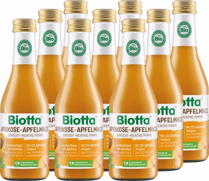 BIOTTA Abricot Menthe Pomme Bouteille Bio 12 x 2.5dl