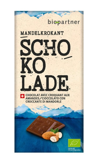 Chocolat au lait BIO PARTNER avec croquant aux amandes 75g
