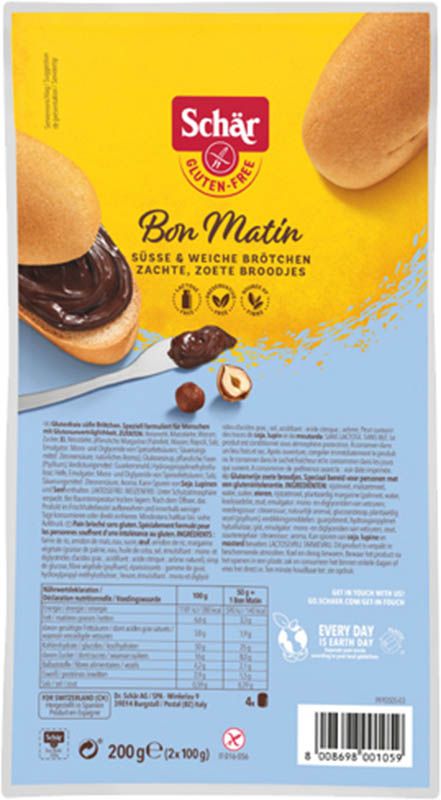 Schär Petits pains Bon Matin sans gluten 4 pièces Schär Petits pains Bon Matin sans gluten 4 pièces