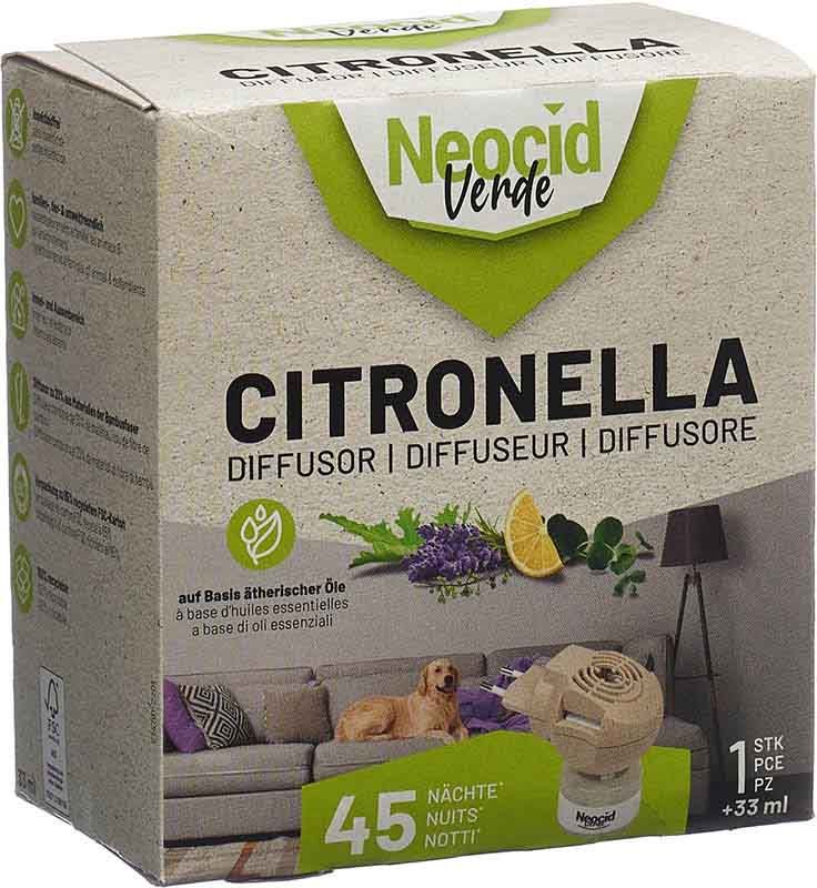 Neocid VERDE Diffuseur de citronnelle avec flacon 33ml Neocid VERDE Diffuseur de citronnelle avec flacon 33ml