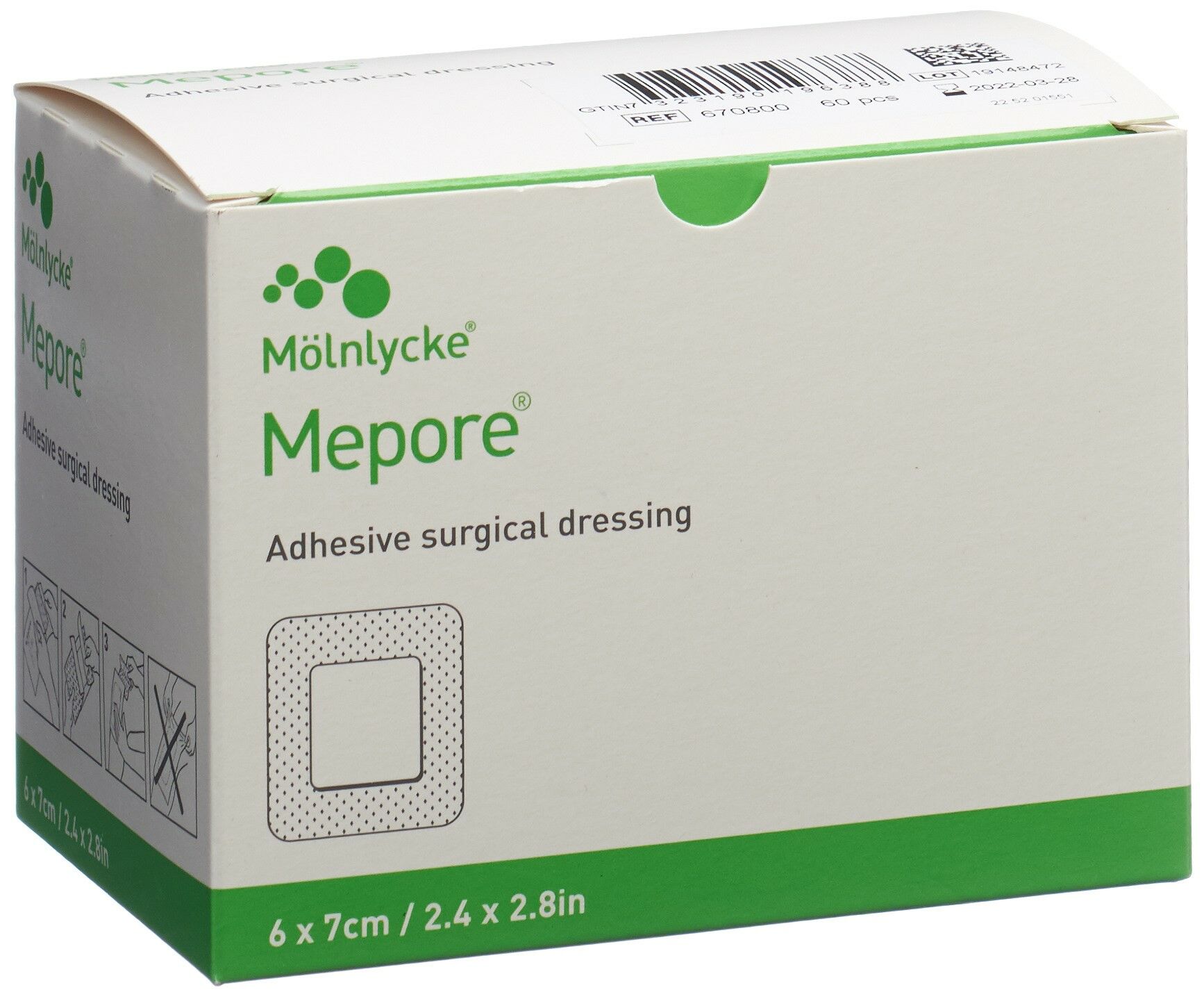 MEPORE Pansement 7x6cm Coussin 4x3cm stérile 60 pièces