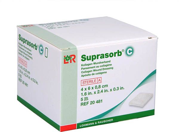 Suprasorb® C Pansement au collagène 4x6cm stérile 5 pièces Suprasorb® C Pansement au collagène 4x6cm stérile 5 pièces