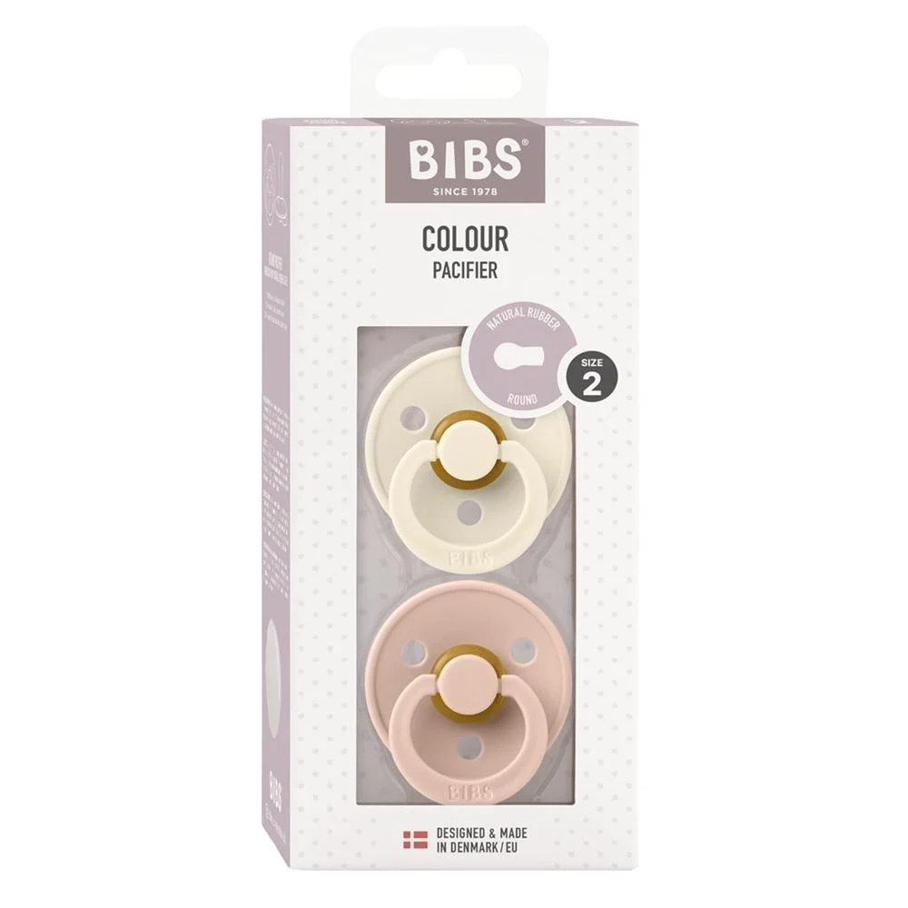 BIBS Colour Latex Round 6-12m ivory blush 2 pièces