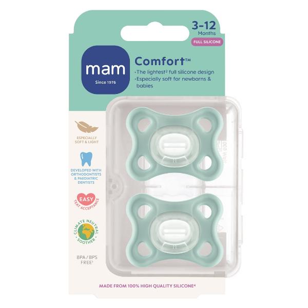 Sucettes MAM Comfort en silicone, 0-12 mois, lot de 2