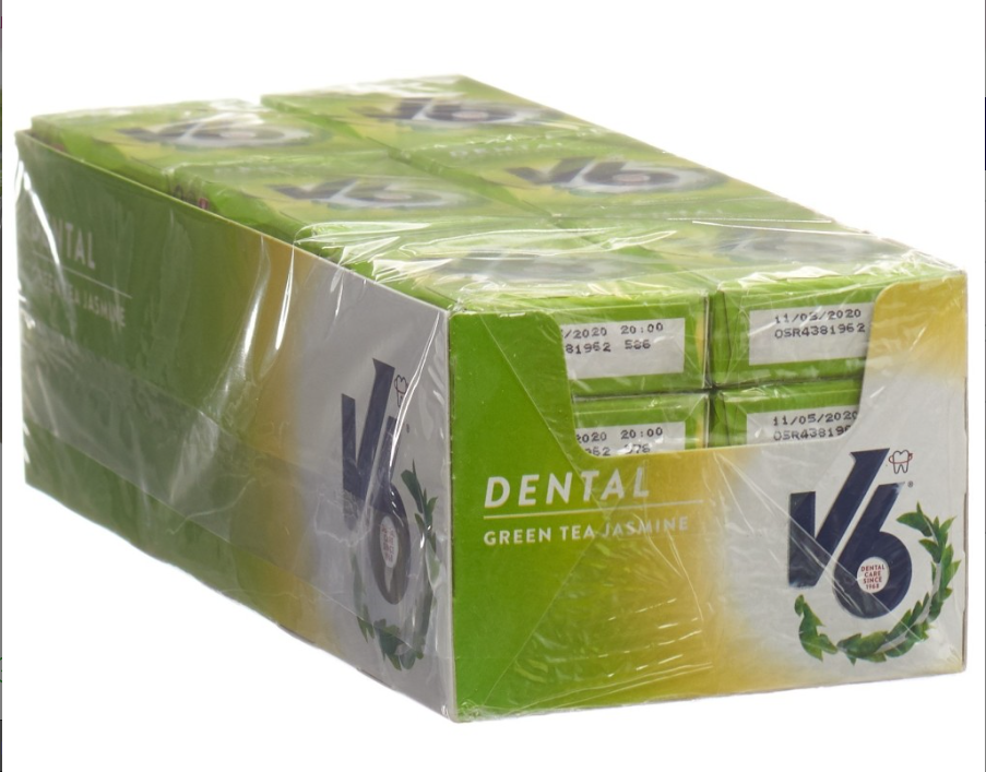 V6 Dental Care chewing-gum Green Tea Jasmine 24 Box V6 Dental Care chewing-gum Green Tea Jasmine 24 Box