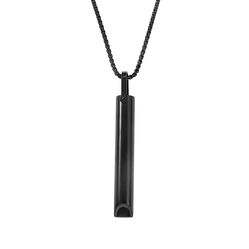 Mindflow RauchStopp Atemkette Pro Noir – Pipe respiratoire en acier inoxydable pour l'arrêt du tabac