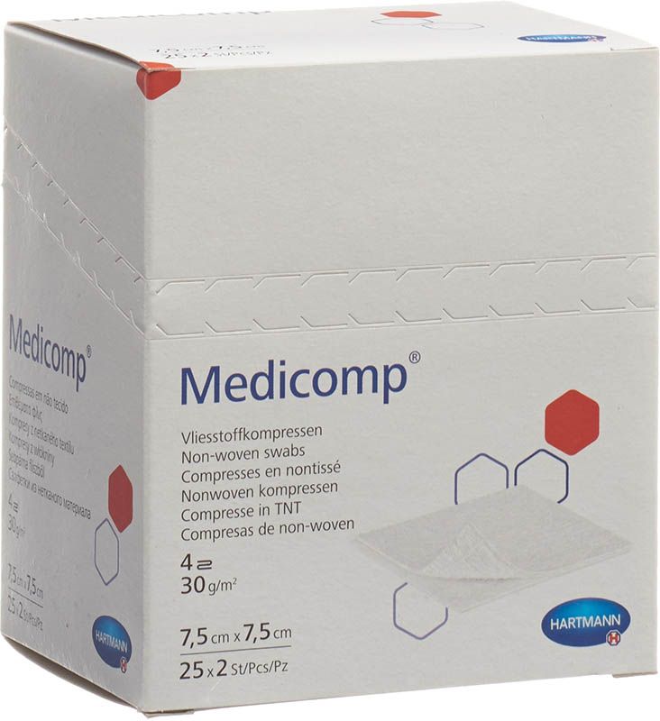 Medicomp Bl 4 plis S30 7.5x7.5cm stérile 25 x 2 pièces