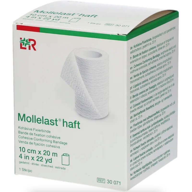 Bande de fixation Mollelast haft 10cmx20m blanche