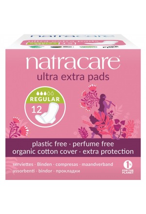 Natracare serviettes hygiéniques à ailettes ultra extra normales 12 pièces