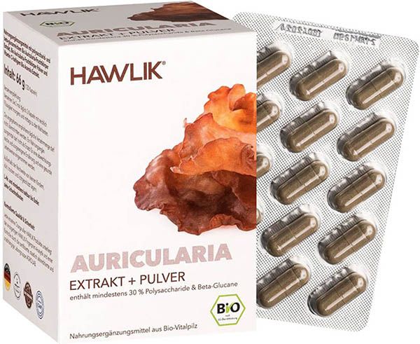 HAWLIK Extrait d'Auricularia + poudre Capsules 120 pièces