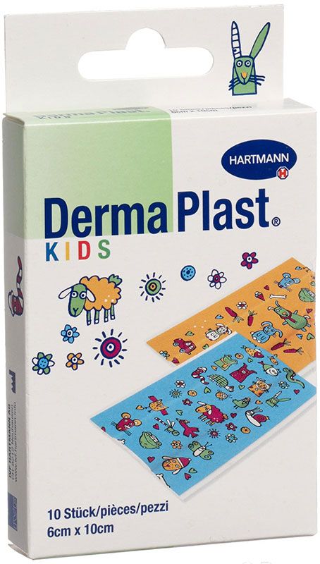 DermaPlast Kids pansement rapide 6x10cm plastique 10 pièces DermaPlast Kids pansement rapide 6x10cm plastique 10 pièces