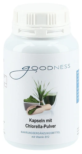 GOODNESS Chlorella en poudre Capsules de vitamine B12 600 mg 90 pièces