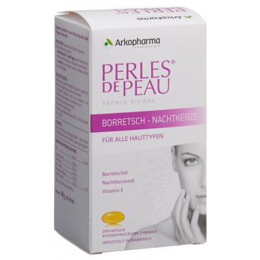 Perles de peau Bourrache Huile d'onagre en gélules 200 pièces Perles de peau Bourrache Huile d'onagre en gélules 200 pièces
