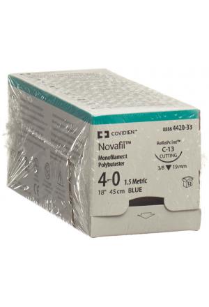 NOVAFIL 45cm bleu 4-0 C-13 12 pièces