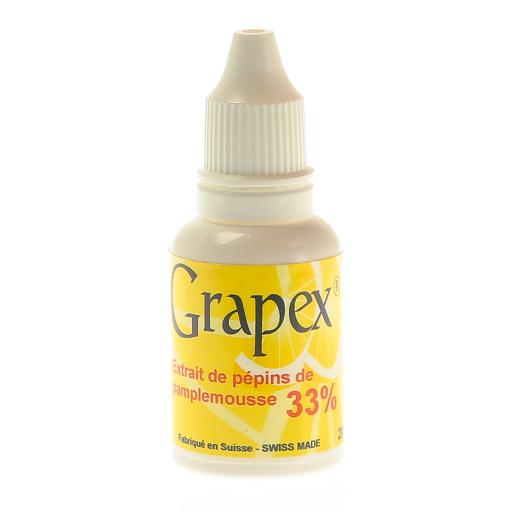 Grapex extrait de pépins de pamplemousse liq 33 % bio 20ml Grapex extrait de pépins de pamplemousse liq 33 % bio 20ml