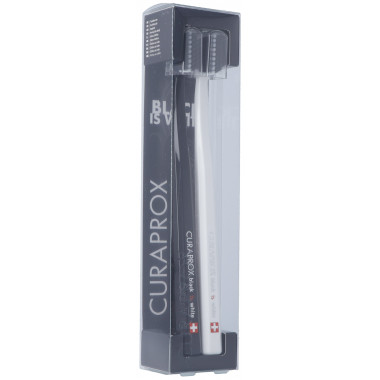 Curaprox White is Black brosses à dents blanc/noir 2 pièces Curaprox White is Black brosses à dents blanc/noir 2 pièces