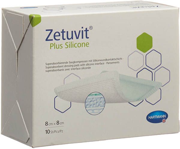 Zetuvit Plus Silicone 8x8cm 10 pièces