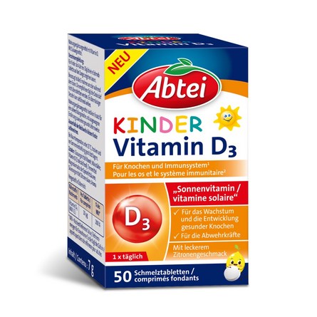 Abtei Kinder Vitamine D3 comprimés à fondre 50 pièces Abtei Kinder Vitamine D3 comprimés à fondre 50 pièces