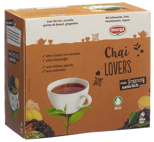 Thé Morga Chai Lovers au miel, certifié Bio Knospe, sachets, 50 pièces