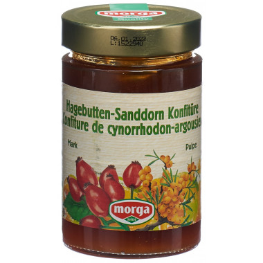 Confiture d'argousier à la pulpe de cynorhodon MORGA 350g Confiture d'argousier à la pulpe de cynorhodon MORGA 350g