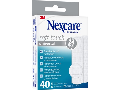 3M Nexcare Soft Touch pansements universels 3 tailles mélangées 40 pièces 3M Nexcare Soft Touch pansements universels 3 tailles mélangées 40 pièces