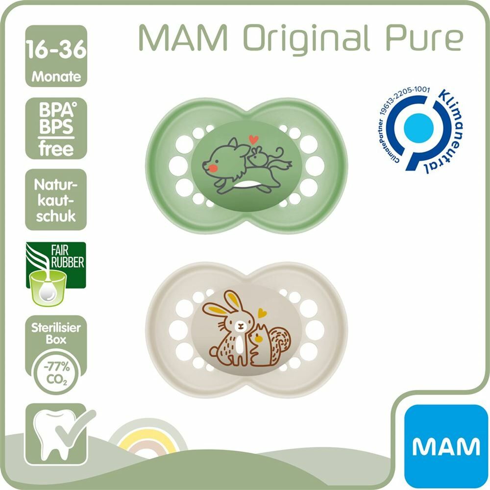 Sucette MAM Original Pure Caoutchouc 16-36 mois 2 pièces Sucette MAM Original Pure Caoutchouc 16-36 mois 2 pièces