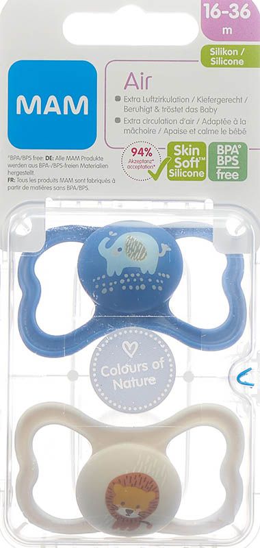 MAM Air Sucette silicone 16-36 mois Boy 2 pièces