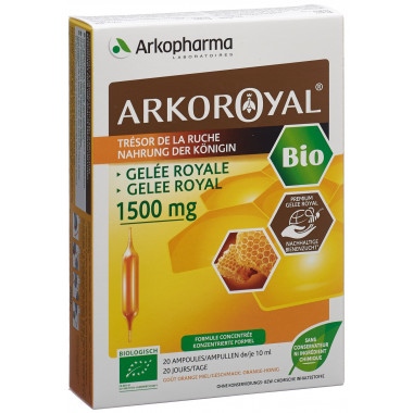 Arkoroyal® Gelée Royale 1500 mg Bio 20 ampoules buvables 10ml Arkoroyal® Gelée Royale 1500 mg Bio 20 ampoules buvables 10ml