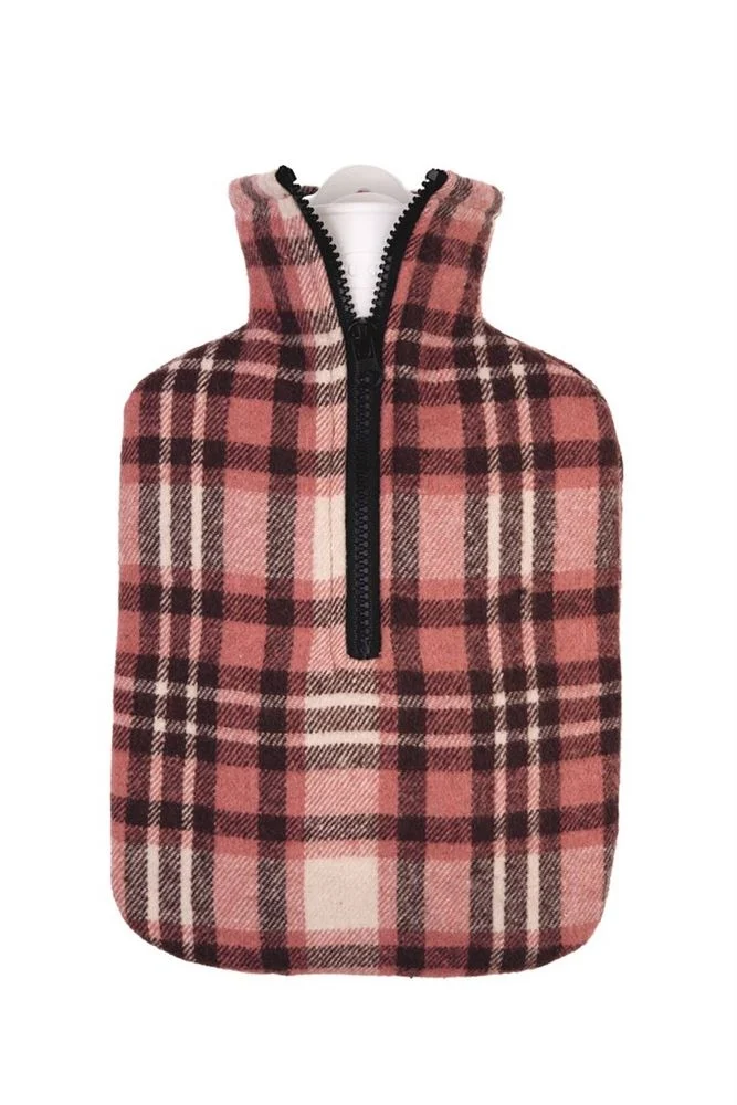 Grenouille bouillotte PVC 1.8 l flanelle carreau rose