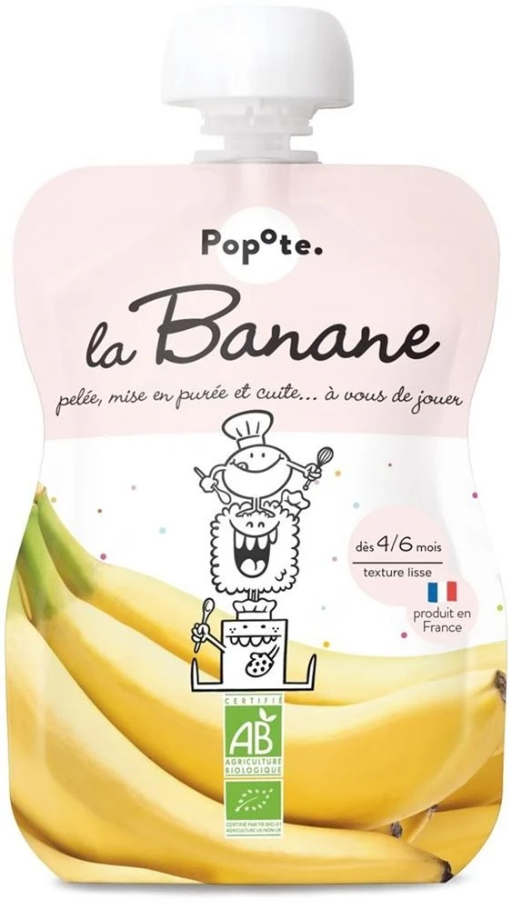 POPOTE, sachet souple de yaourt à la noix de coco et à la banane, 100 g