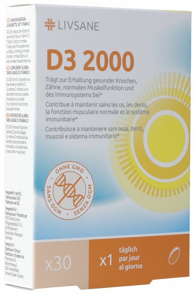 Livsane Vitamine D3 2000 gélules softgel 60 pièces Livsane Vitamine D3 2000 gélules softgel 60 pièces