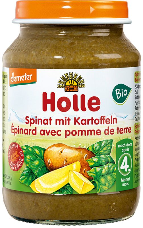 Holle épinards avec pommes de terre demeter bio 190g Holle épinards avec pommes de terre demeter bio 190g