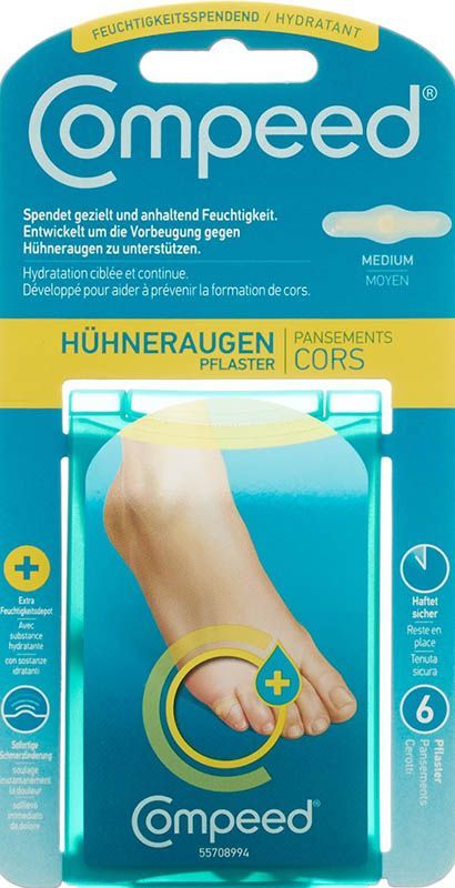 Compeed® Pansement pour cors moyen hydratant 6 pièces Compeed® Pansement pour cors moyen hydratant 6 pièces