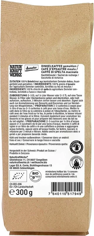 NaturKraftWerke Café à l'épeautre Demeter, sachet de 300 g