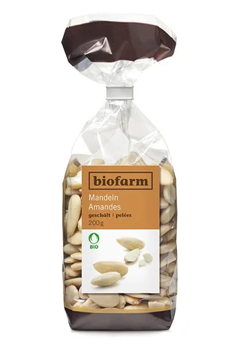 Amandes décortiquées Biofarm entières 200g