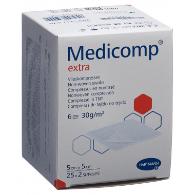Medicomp Extra 6 fois S30 5x5cm stérile 25 x 2 pièces