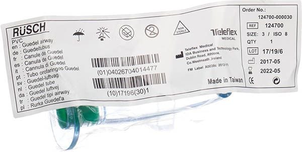 Tube oropharyngé Rüsch Güdel Gr3 PVC