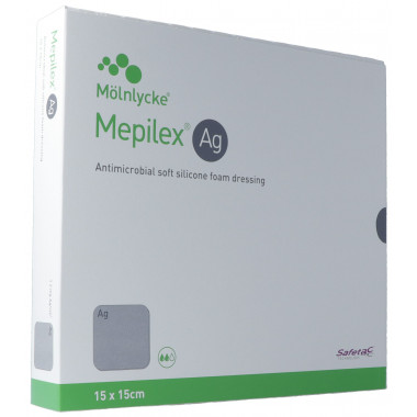 Mepilex Ag pansement mousse Safetac 15x15cm silicone 5 pièces