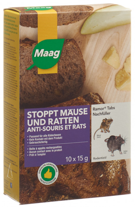 Recharge de pastilles rodenticides RAMOR, 10 x 15 g