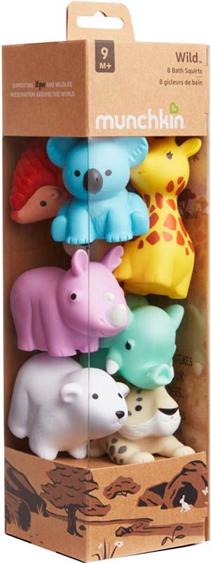 MUNCHKIN Animaux à éclabousser pour le bain 9M+ Sauvage 8 pièces