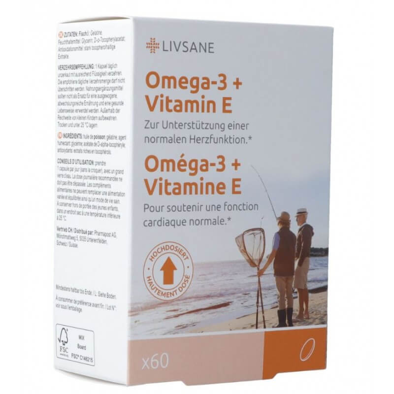 Livsane Gélules Oméga-3 + Vitamine E 60 pièces Livsane Gélules Oméga-3 + Vitamine E 60 pièces
